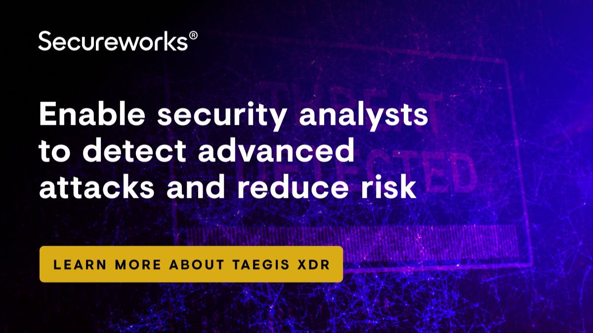 EGOTIV's tweet photo. #ThreatActors have learned to hide in noise, which is why we’re adding our newest expansion to Taegis XDR: Secureworks Tactic Graphs.
Learn more about the new feature.
#Cybercrime #SecurityAnalytics #IworkforSecureworks https://t.co/lOiVLCRCxr https://t.co/GuNLjXRH0F