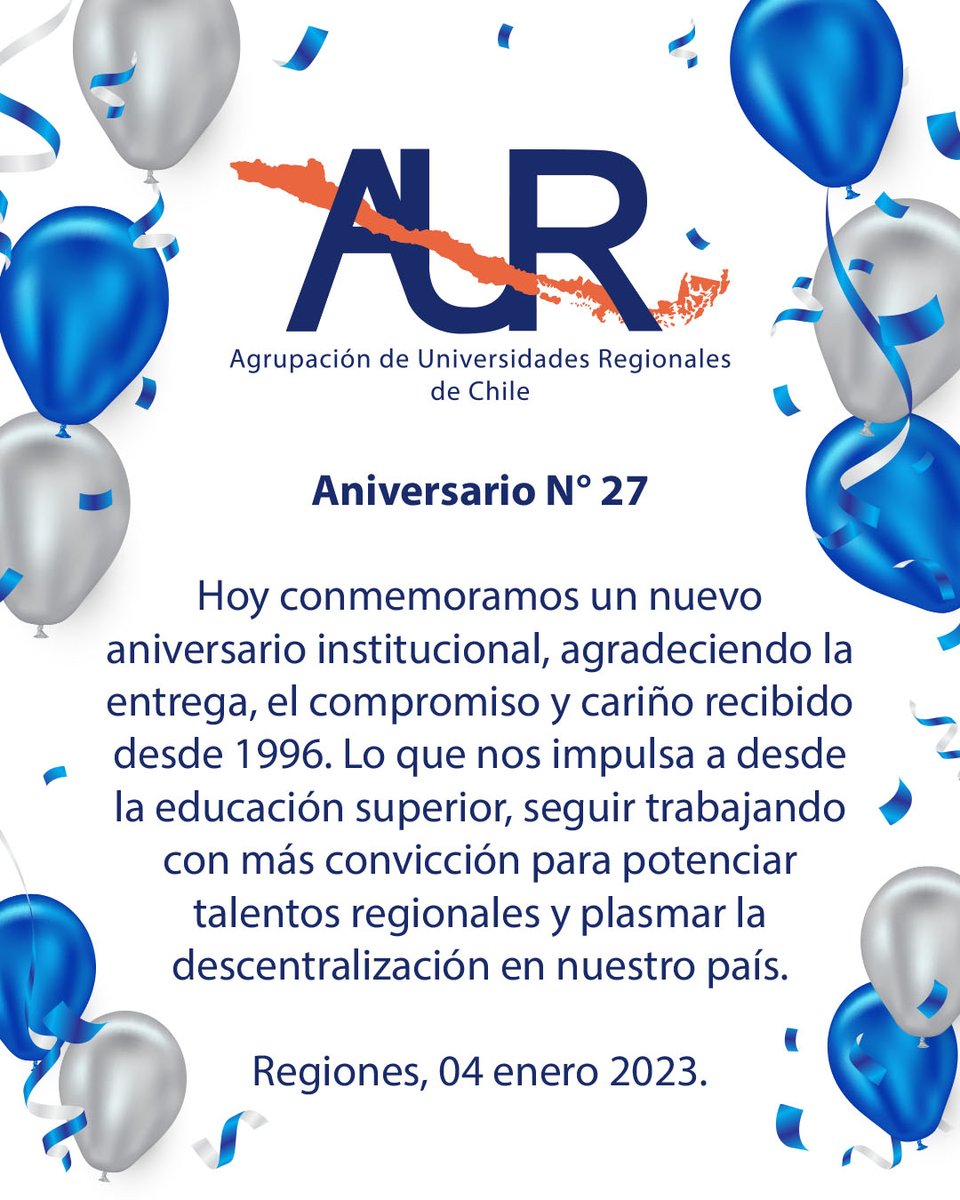 AUR_cl's tweet photo. Hoy 04 de enero estamos de aniversario, cumplimos 27 años!! https://t.co/dQNiN6bq8J