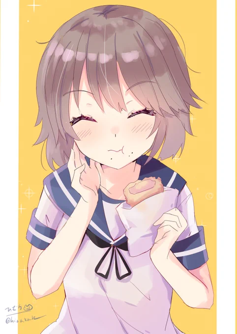 「う～ん、コロッケは美味しいな!」買い食い深雪#艦これ版深夜の真剣お絵描き60分一本勝負#艦これ版真剣お絵描き60分一本勝負_20230103 