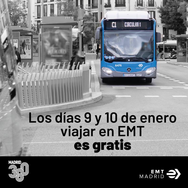 AlmeidaPP_'s tweet photo. La #MovilidadSostenible en #Madrid pasa por @EMTmadrid 

El lunes y el martes que viene volvemos a activar la gratuidad a bordo de los autobuses madrileños, la mejor forma de desplazarse por la ciudad.

#MadrirPorFinRespira
#Madrid360 https://t.co/a8tpklkE77