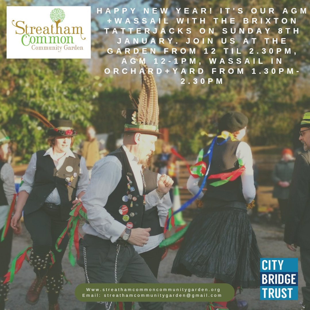 SCCommunityGarden (@sccommgarden) on Twitter photo Happy New Year! Join us this Sunday 8th Jan for our AGM followed by our wassail, dance + music with the brilliant <a href="/tatterjacks/">Brixton Tatterjacks</a> 🎉 All welcome, shake a leg, learn some new moves 😀 #streatham #freeevent <a href="/RookeryTweets/">The Rookery Café</a> Happy New Year! Join us this Sunday 8th Jan for our AGM followed by our wassail, dance + music with the brilliant <a href="/tatterjacks/">Brixton Tatterjacks</a> 🎉 All welcome, shake a leg, learn some new moves 😀 #streatham #freeevent <a href="/RookeryTweets/">The Rookery Café</a>