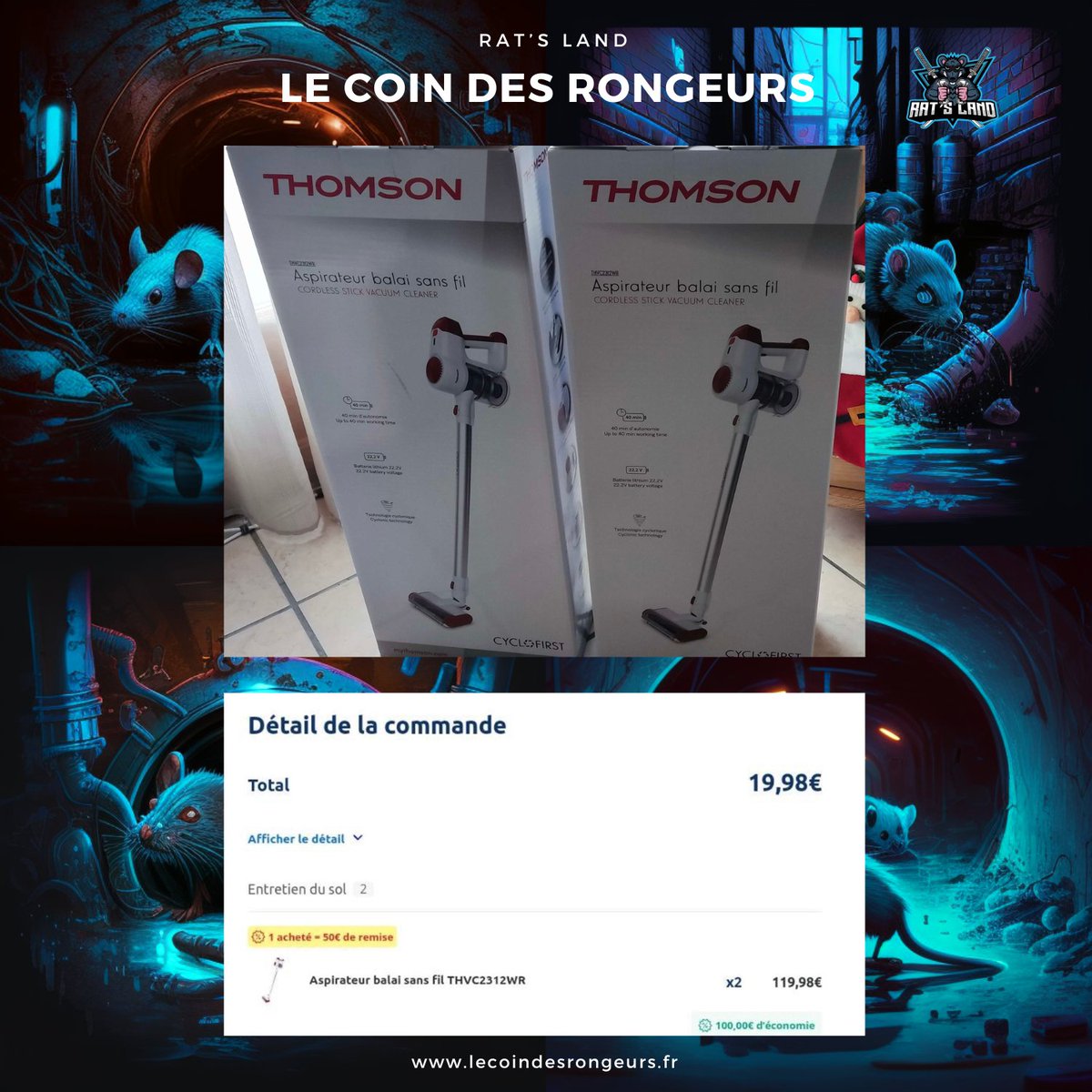 RatsLand's tweet photo. Le pack de 3 #ASUS #ZenWiFi CD6 sur #amazon à 0€. 📶
2 Balais-aspirateurs #Thomson chez #carrefour à 19,98€.🧹
Bien reçu par nos #rats. 🚀
C’est sur #RatsLand, ne loupez pas ça ! 🐀
➡️ https://t.co/1p79smh0xL
#deals #erreursdeprix #optimisations #gratuit #lahuissilarienpayé https://t.co/710Ti4ntx7