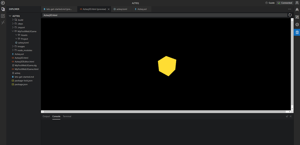 AzteqMetaverse's tweet photo. With @threejs and some minor adjustments, making #Metaverse designs with $AZTEQ inside @ChainIDE on @BNBCHAIN just became a whole lot easier to deploy on #blockchain. Go #infraless! https://t.co/TwurCAyzRu