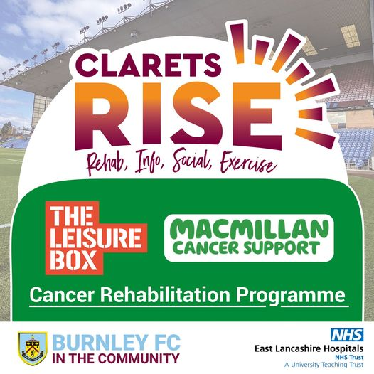 The Leisure Box (@theleisurebox) on Twitter photo Introducing our Cancer Rehabilitation Programme 'Clarets Rise'! 🙌
Sessions will be starting from Monday 9th January and will be held at The Leisure Box from 1pm-3pm.
For more information, please contact M.Payne@burnleyfc.com Introducing our Cancer Rehabilitation Programme 'Clarets Rise'! 🙌
Sessions will be starting from Monday 9th January and will be held at The Leisure Box from 1pm-3pm.
For more information, please contact M.Payne@burnleyfc.com