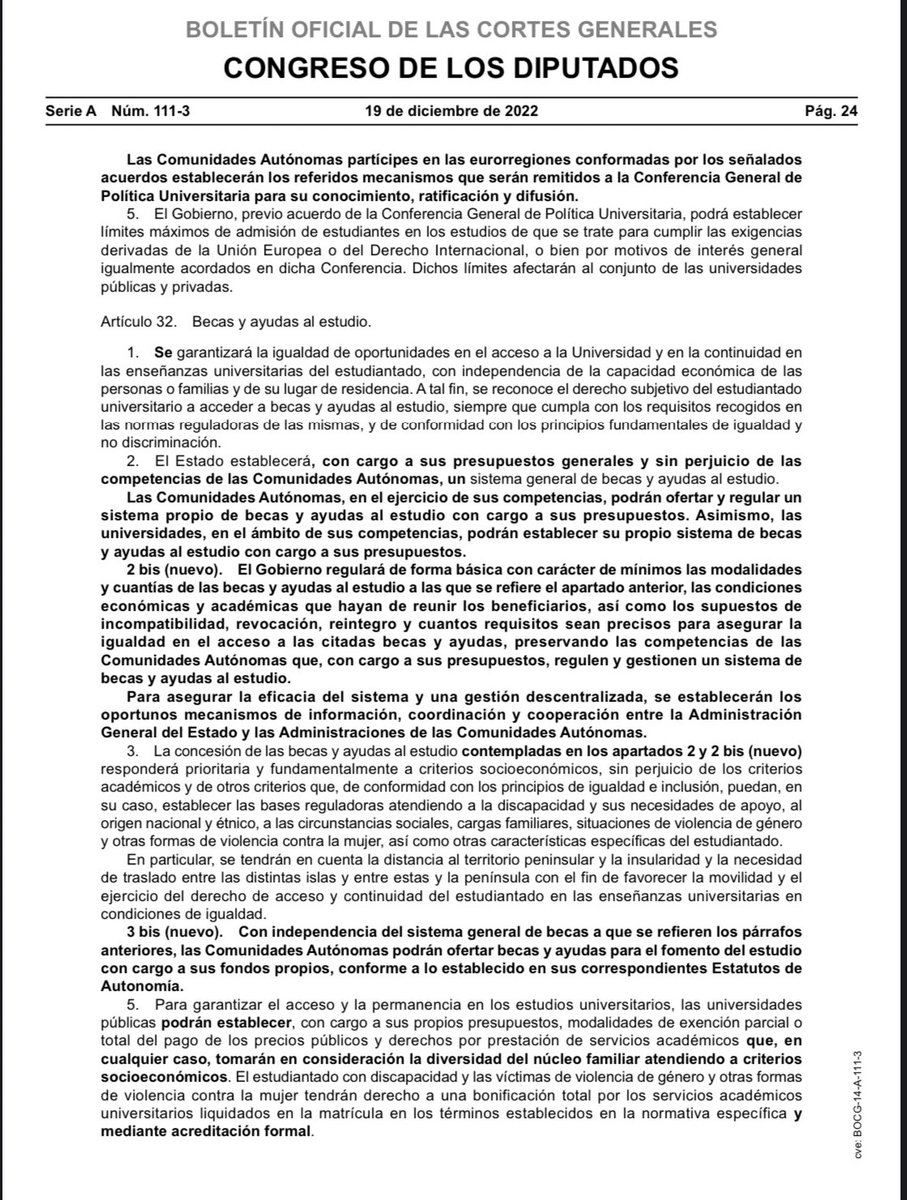 Que la nueva Ley de Universidades permita a cada Comunidad Autónoma fijar los criterios para que los estudiantes obtengan una beca según donde estudien, es la peor propuesta posible para facilitar el principio de igualdad de oportunidades que debe regir el Sistema Universitario