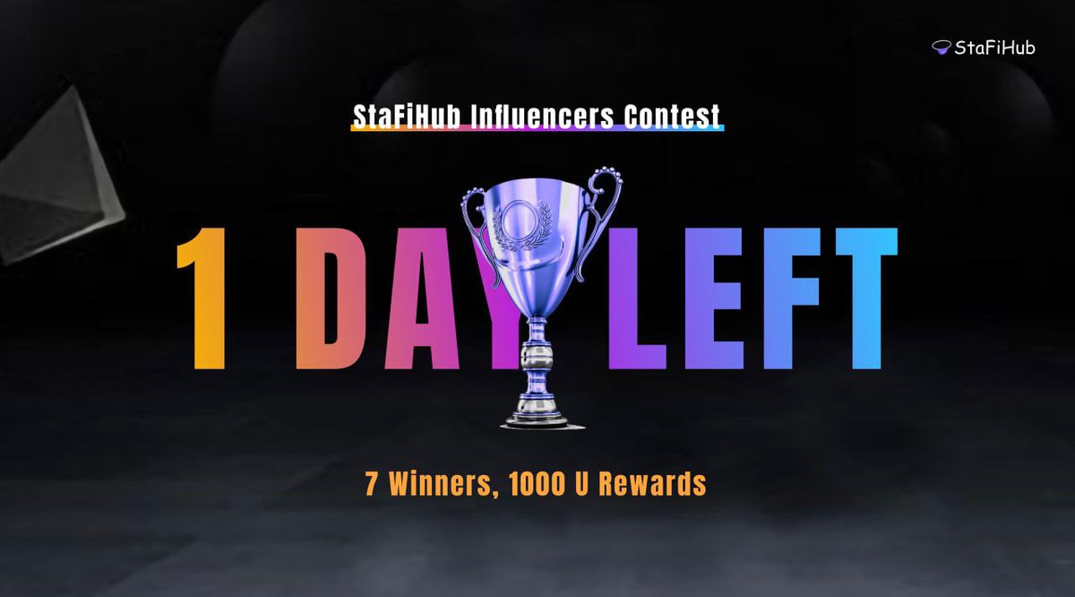 StaFiHub_'s tweet photo. 📢 The #StaFiHub influencer Contest will be ending within 24 hours!!
Hurry now, Submit your entry to book your spot in the winners list.
Read More👇
https://t.co/fnib3hBzQK
#StaFiHubContest #SmarterLiquidStaking https://t.co/fTinP22CGk