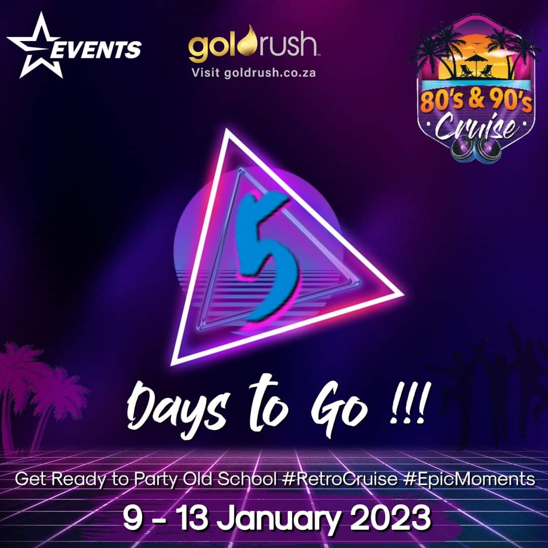 GoldrushSA's tweet photo. 5 More Days till 80s 90s MSC Cruise Day, powered by Goldrush in partnership with Star Events!
#FeelTheRush #80s90sCruise #ThemeCruise #RetroEntertainment #MSCCruises #MSCOrchestra #StarEvents #GoldRush #FeelTheRush #Countdown #Fun #Exciting #5DaysToGo https://t.co/vfzcOVCX3N