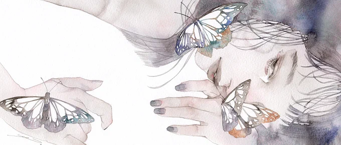 余花(よか)ボッキングフォード水彩紙・絵墨・顔彩・透明水彩 