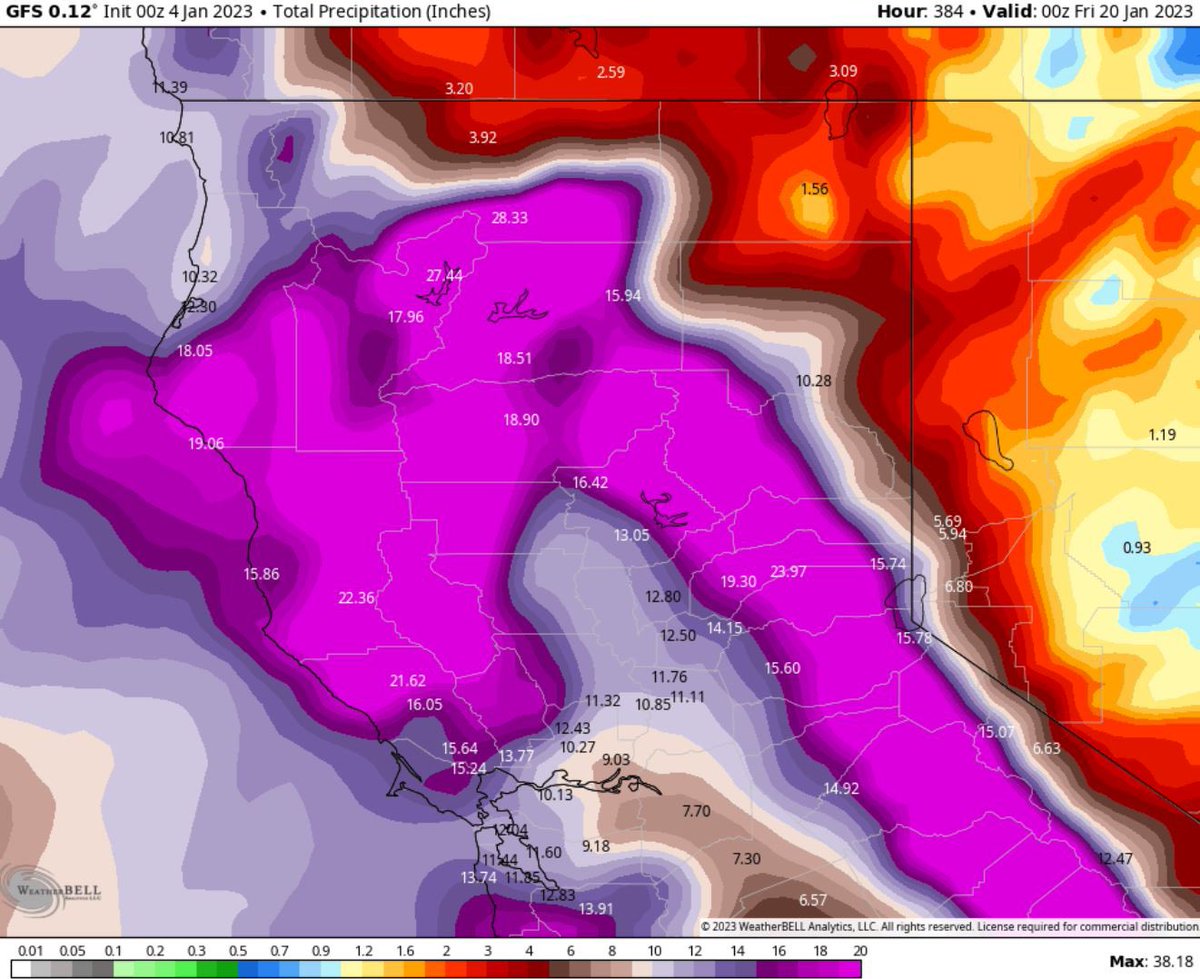 GFS_Snow_Map's tweet photo. @capitalweather @islivingston @dougkammerer are we more impressed with 33 feet of snow or 38 inches of precipitation out west?  Of course I’ll take snow.  2+ feet of snow, every day, for 15 days…that’s a solid days work here in snow map land. https://t.co/JsLKpUGpSu