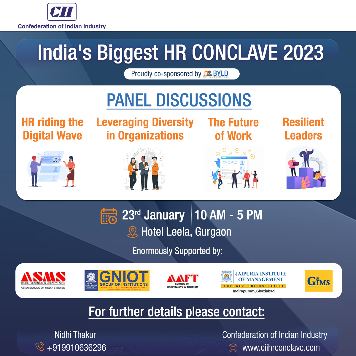 BYLDGroup's tweet photo. CII brings to you India's biggest HR Conclave 2023.
It has always been at the forefront of driving thought leadership and exposing its member base to the latest trends and best practices in the industry.
@FollowCII
#byldgroup #BYLD #CIIEvent #CII #HRConclave2023 #HRConclave https://t.co/PC20kaycQG