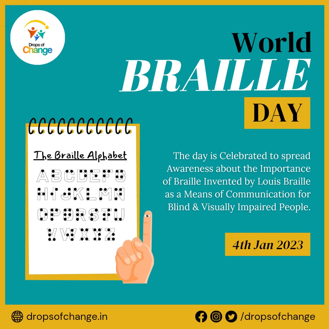 The occasion of World Braille Day will keep reminding each one of us that we are fortunate the Louis Braille could give us something like that for the visually impaired.
Wishing a very Happy World Braille Day to everyone.
#brailleday