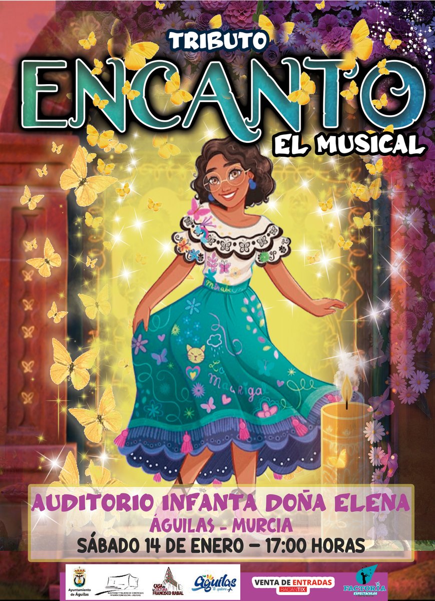 Viernes 13 de Enero - 20:30h.
Musical Dancing Queen, El Gran Tributo a Mamma Mia!!

Sábado 14 de enero - 17:00 horas.
Tributo Encanto El Musical

Venta de entradas: 
bacantix.com/entradas/?id=A…
Museo Arqueológico, Casa de la Cultura y el mismo día 2 horas antes en taquilla Auditorio.