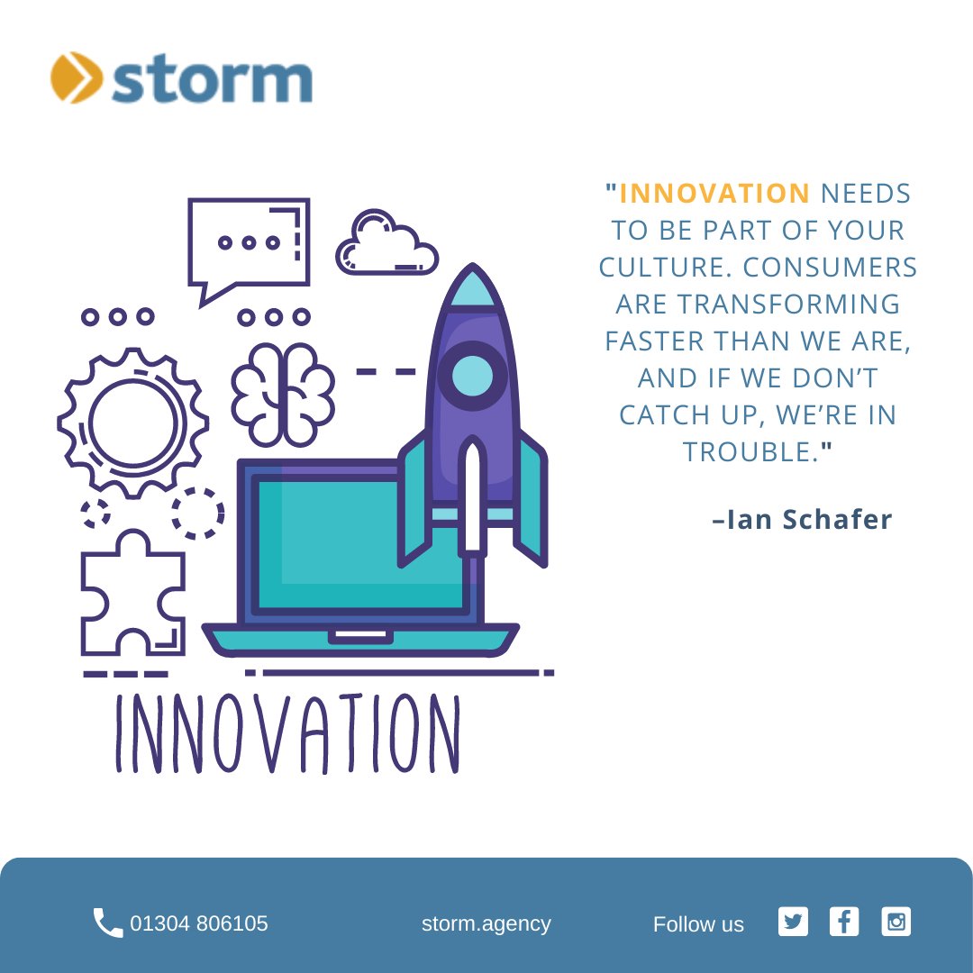 storm_agency's tweet photo. “Innovation needs to be part of your culture. Consumers are transforming faster than we are, and if we don’t catch up, we’re in trouble.” – Ian Schafer

#kent #stormagency #digitalmarketing https://t.co/3L955P1Fyp