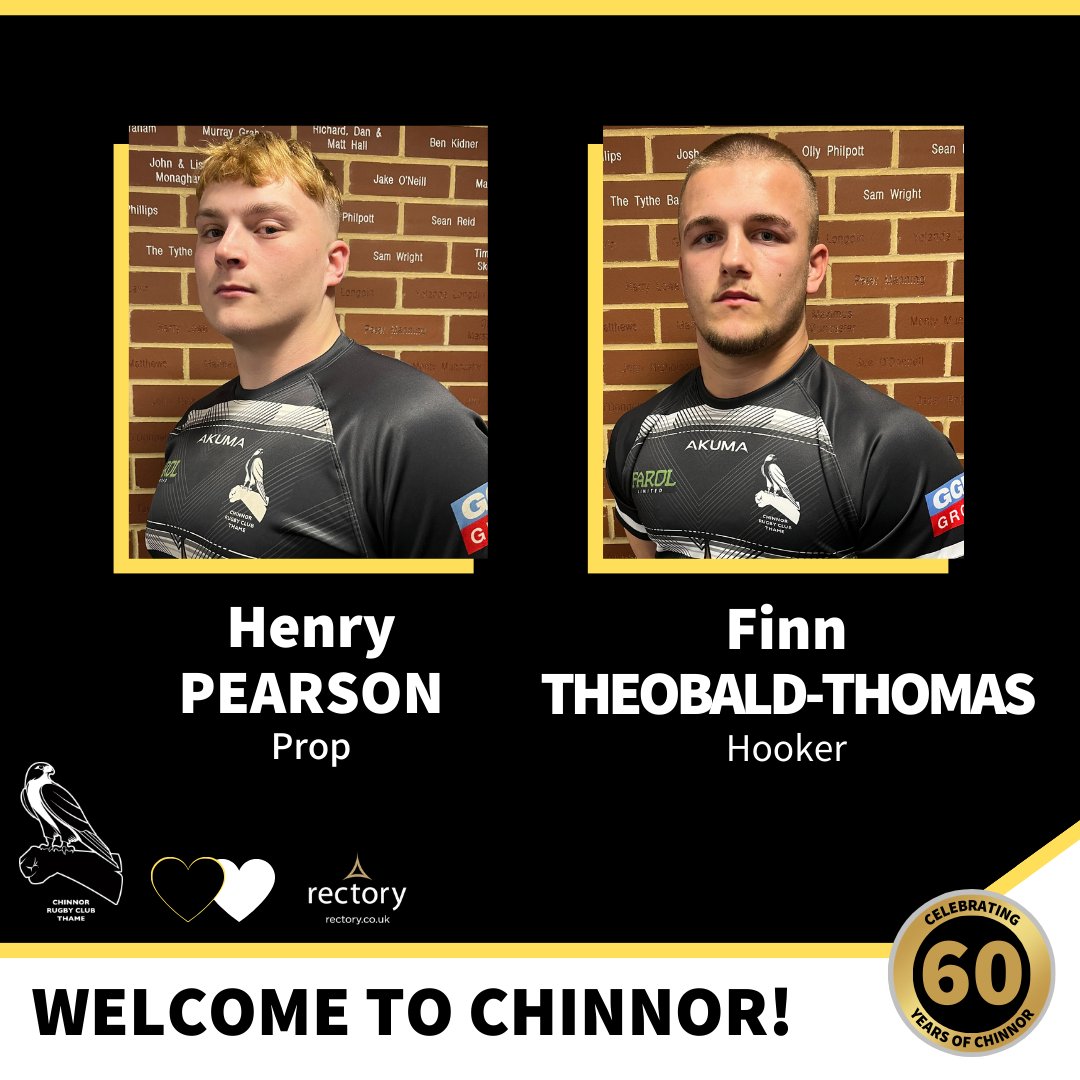 We're delighted to confirm the signings of Henry Pearson &amp; Finn Theobald-Thomas on dual registration from <a href="/gloucesterrugby/">Gloucester Rugby 🍒</a> 🙌

It's great to see <a href="/Henrypearson143/">Henry Pearson</a> return to his boyhood club &amp; a warm welcome to <a href="/FinnTheobald/">Finn Theobald thomas</a> 🦅

👉 chinnor-rfc.com/news/glouceste…

#ChinnorFamily 🖤🤍