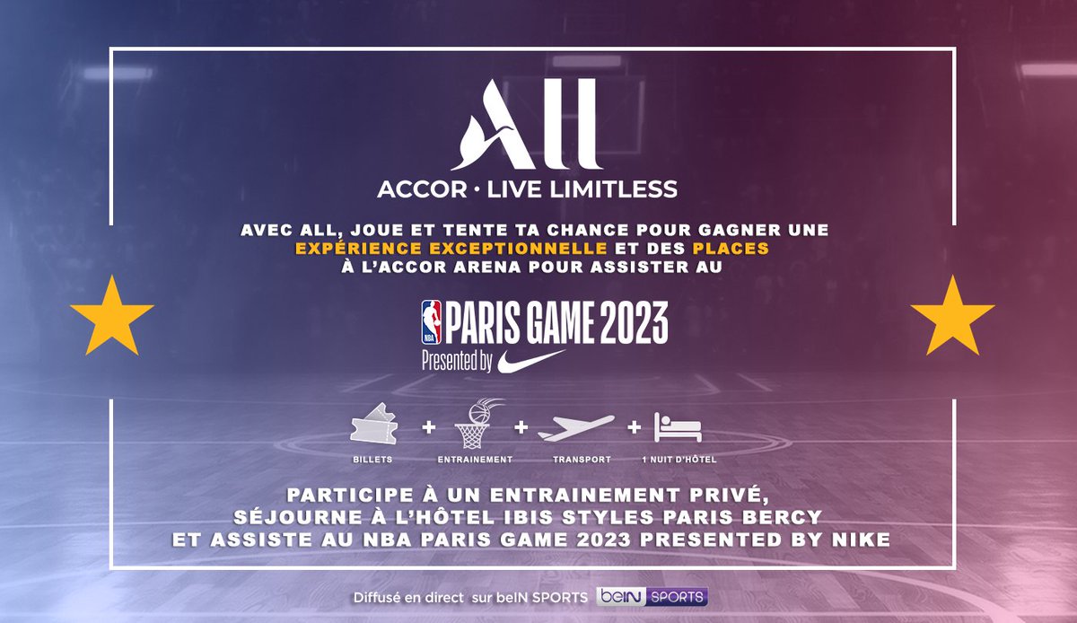NBAextra's tweet photo. Joue avec @All et tente de gagner tes places et une expérience exceptionnelle lors du #NBAPARISGAME à l'@Accor_Arena ! 🏀🔥
👉 Tente ta chance ici ➡️ https://t.co/M8uzYierVg https://t.co/aUNzBJKPi5