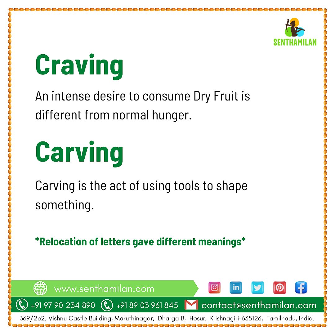 Jumble Words...
.
#carving #craving #foodcraving #hungry #wordjumble #dryfruitswholesale #senthamilan