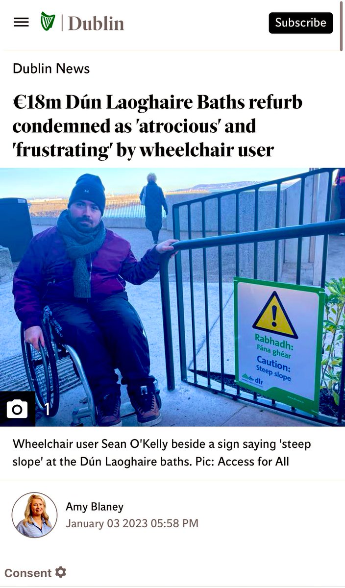 AccessForAll7's tweet photo. “A spokesperson for Dún Laoghaire-Rathdown County Council acknowledged the ramp is not accessible for some.”
We can only ask why then is it open if it’s only “accessible for some” #disabilty discrimination.
#unacceptable2023 #disabilitiesmatter
https://t.co/WfYTu53yY8 https://t.co/TeISvovbh2