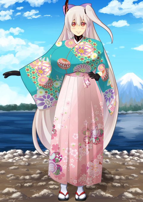 新春イラストという事で艦これ空母棲姫の袴姿描いてみました 