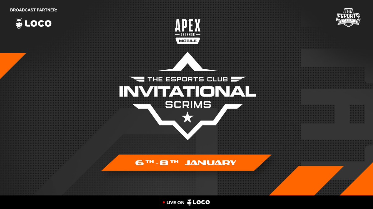 TheEsportsClub1's tweet photo. What better way to kickstart the Year than with The Esports Club Invitational Scrims – Apex Legends Mobile!🎉

Action starts from 6th January exclusively on The Esports Club Select on LOCO!🔥

#TEC #TheEsportsClub #apexlegendsindia #apexlegends #apexpredator #apexlegendsmobile https://t.co/Rc3hutqImY
