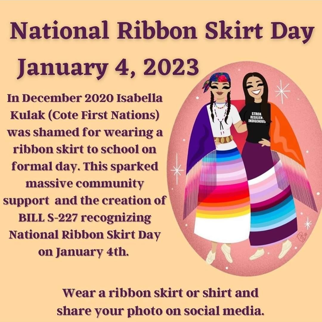 KeepersOfWater's tweet photo. For those who choose to wear ribbon skirts, it's the 1st Annual Ribbon Skirt Day in recognition of Isabella Kulak, who was told by an EA that her ribbon skirt was not considered "formal" on Formal Wear Day at her Saskatchewan school in Dec 2020.
IC: https://t.co/KngM5VnPme https://t.co/yjw788hS8q