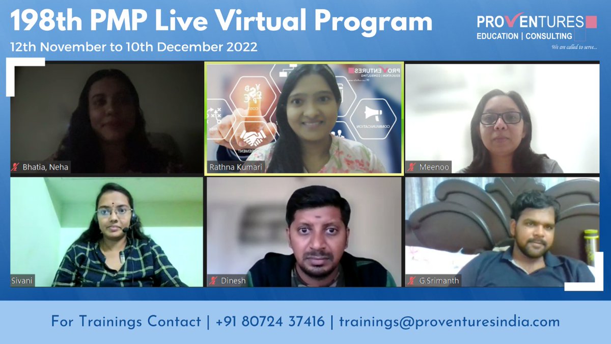 provenindia's tweet photo. Exciting news! Our 198th PMP batch is participating in a live virtual program. Join us and professionals from around the world for this unique learning opportunity. 
#PMP #proventures #virtuallearning #pmptraining #pmpcertification #pmpexam #pmpcourse #pmpvirtual #pmplivetraining https://t.co/edGiCS1Sdx