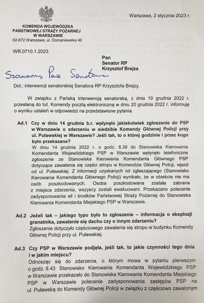 krzysztofbrejza's tweet photo. Komenda Główna Państwowej Straży Pożarnej ODWOŁAŁA strażaków wyjeżdżających do akcji do budynku KGP.
Było tak jak ujawniłem Wam 2 doby po zdarzeniu (profil policji na Tt groził mi procesem). Nałożyli ban na akcję strażaków w budynku, żeby uszczelnić obieg info i uniknąć procedur. https://t.co/kXsx7la5G0