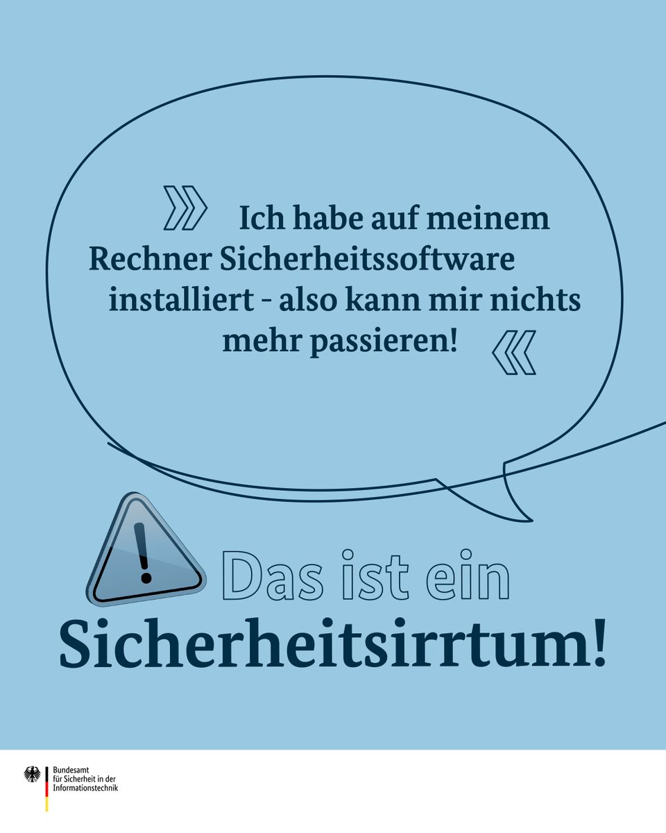 BSI_Bund's tweet photo. Besonders am PC helfen Sicherheitsprogramme nur gegen bestimmte oder bekannte Gefahren. Neue, bisher unbekannte Schwachstellen können selbst die besten Anwendungen meist nur schwer erkennen.🕷❌

👉 Mehr zu #Antivirensoftware: https://t.co/252R8UH01s

#DeutschlandDigitalSicherBSI https://t.co/Flnxof4wSi