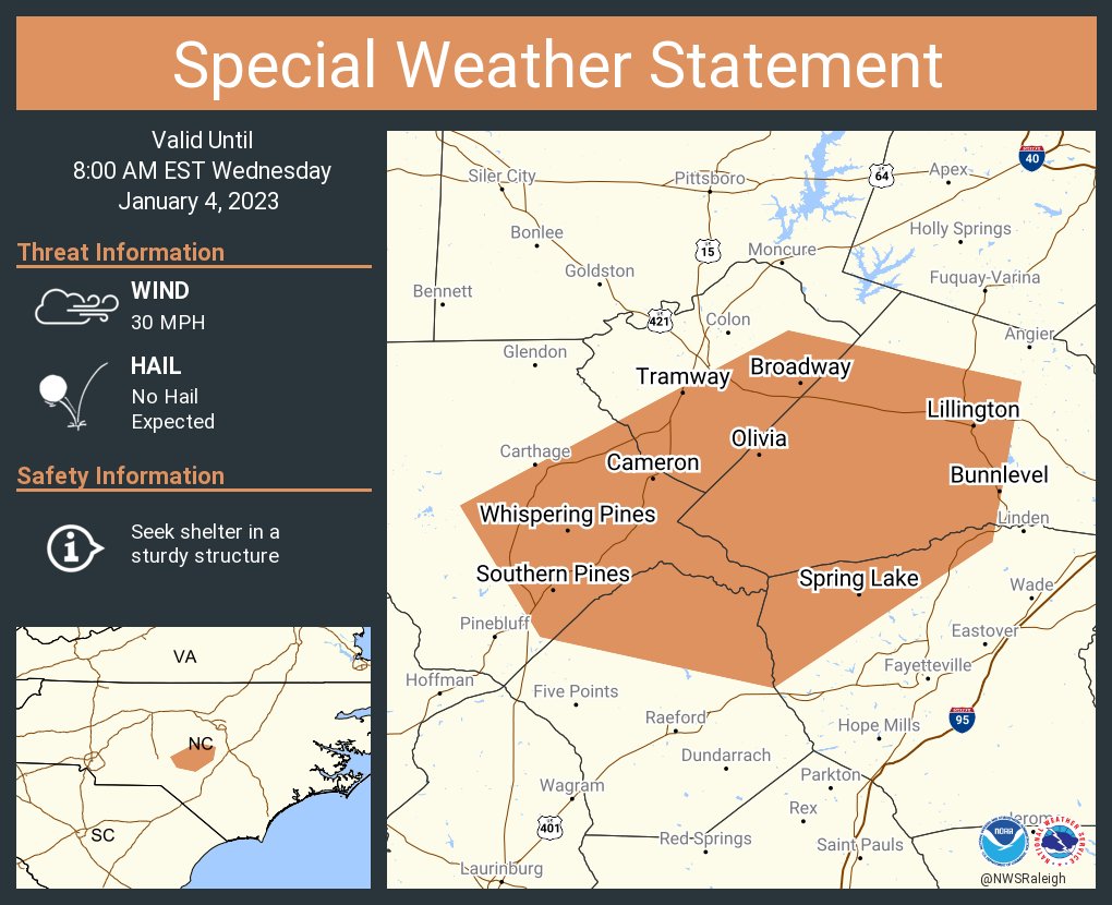 NWS Raleigh on Twitter "A special weather statement has been issued