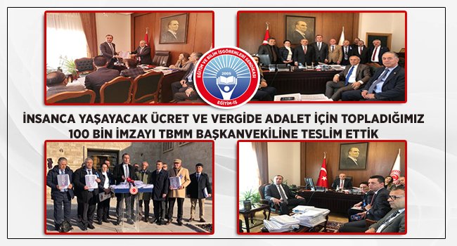 egitimis's tweet photo. İNSANCA YAŞAYACAK ÜCRET VE VERGİDE ADALET İÇİN TOPLADIĞIMIZ 100 BİN İMZAYI TBMM BAŞKANVEKİLİNE TESLİM ETTİK
https://t.co/5sjOGZpzsG #insancayasayacakücret #vergideadalet #imza #tbmm https://t.co/xVmavSQ1jI