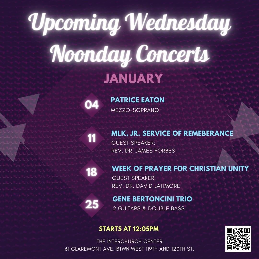 WestHarlemDC's tweet photo. Harlem Today: Wednesday Noonday Concerts @ The Interchurch Center
The #InterchurchCenter sponsors a series of programs by professional artists from the NYC area & beyond.
Free and open to the public.
#freeconcertseries #harlemcommunity #WHDC #Harlem #WestHarlem https://t.co/obFGQdMsuI
