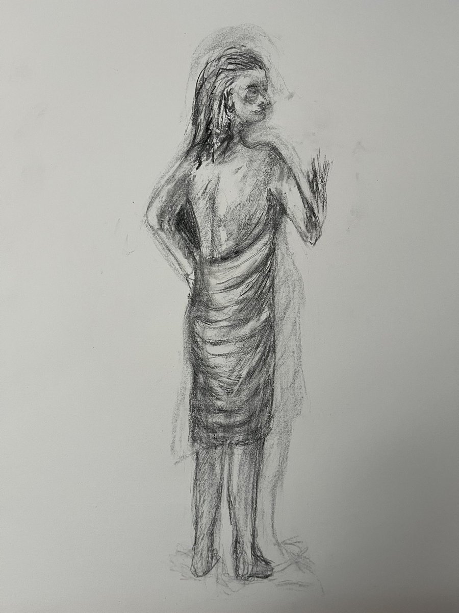 art_in_textiles's tweet photo. Todays #charcoal #sketch challenge I’ve set myself is to work on a grand scale. This picture #aftertheshower measures a grand 79.4 x42 cms ( 23 4:8 x 16 1/2 ins). #Monochrome #nevertoooldtolearn #practice https://t.co/JeTxZl7LtG