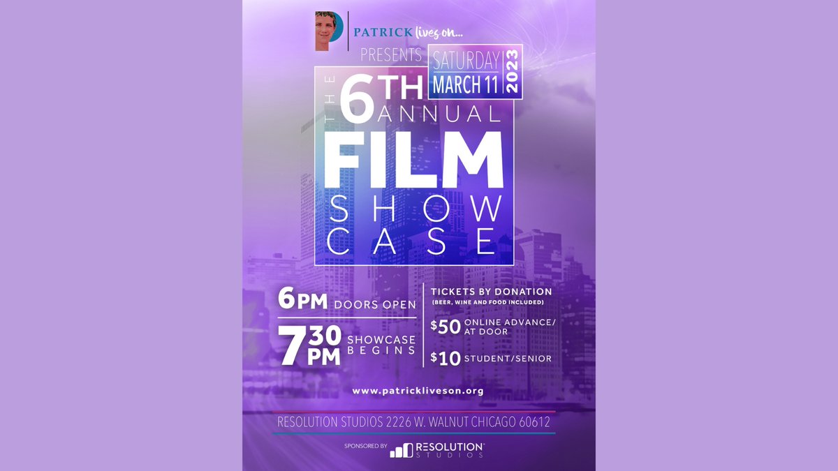 Tickets are on sale for the Patrick Lives On 6th Annual Film Showcase! #patrickliveson #endgunviolence #chicagofilmmakers #patricklivesonevents

patrickliveson.org/6th-annual-fil…