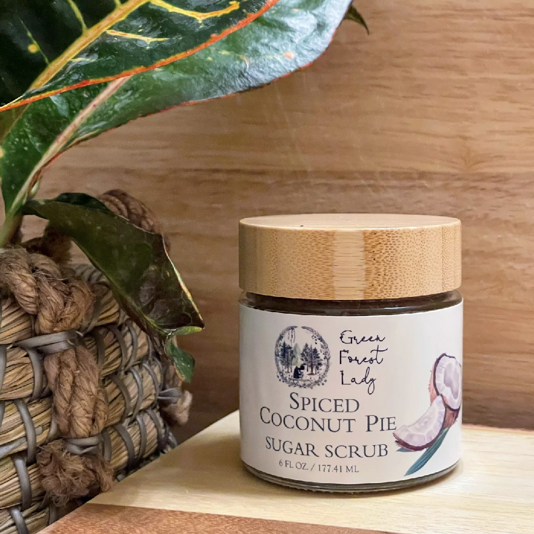 TheGreenForest_'s tweet photo. Sugar scrubs are one of the best natural beauty products to exfoliate your skin.🤍 

My Spiced Coconut Pie Sugar Scrub is delicious, mild, and everything you need for a relaxing, pamper night.🥥 https://t.co/lNeYX7K08w
