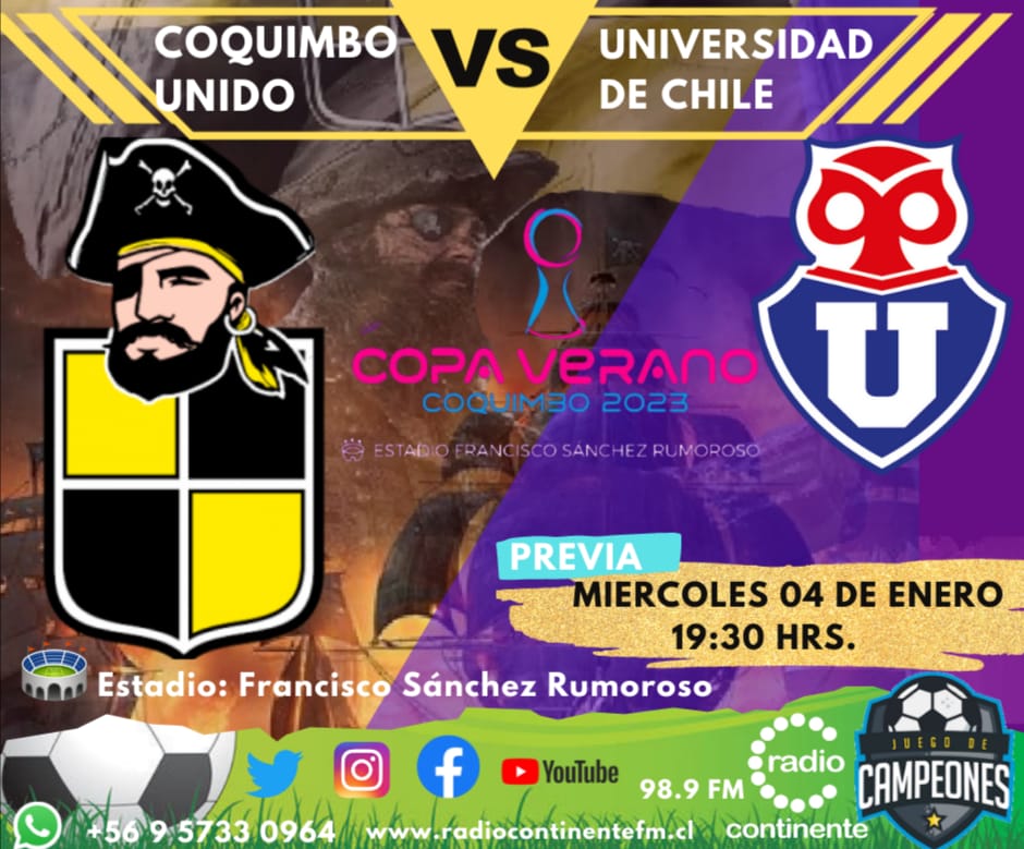 Vuelve a rodar el balón en el FSR y el equipo más apasionado del día ya está preparado para transmitir emociones. Por @Continente_FM 98.9 juegan <a href="/coquimbounido/">Coquimbo Unido</a> vs <a href="/udechile/">Universidad de Chile</a> Triangular Copa de Verano. Junto a <a href="/sergioeal51/">Sergio Aliaga Vega</a> <a href="/s_ramirez78/">Silvia Ramírez Olmedo</a> <a href="/INTITHEBEST/">Inti Bonilla C</a> #LordPabloYoma