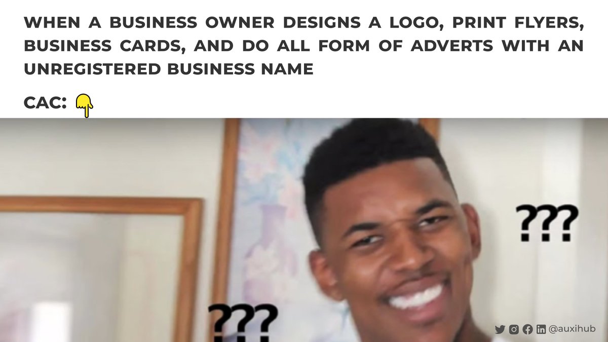auxihub's tweet photo. #WackyWednesday
#CacRegistration
#RegisterBusiness
#DigitalMarketing
#Business
#Branding
#DoingBusinessinNigeria
#Entrepreneur https://t.co/fUP5nzavac