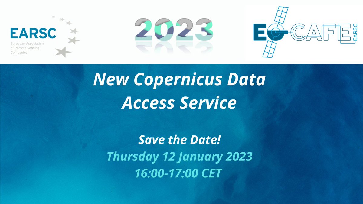 RT @VITO_RS_: Don't forget to register for @earsc's first #EOcafe of 2023, coming up next week 👇

You'll discover more about the 🆕 #Copernicus Data Access Service coming up in a few weeks!

🗓️ 12 January
⏰ 16:00 CET
✍️ bit.ly/EARSC_EOcafe_C…

#CDAS…