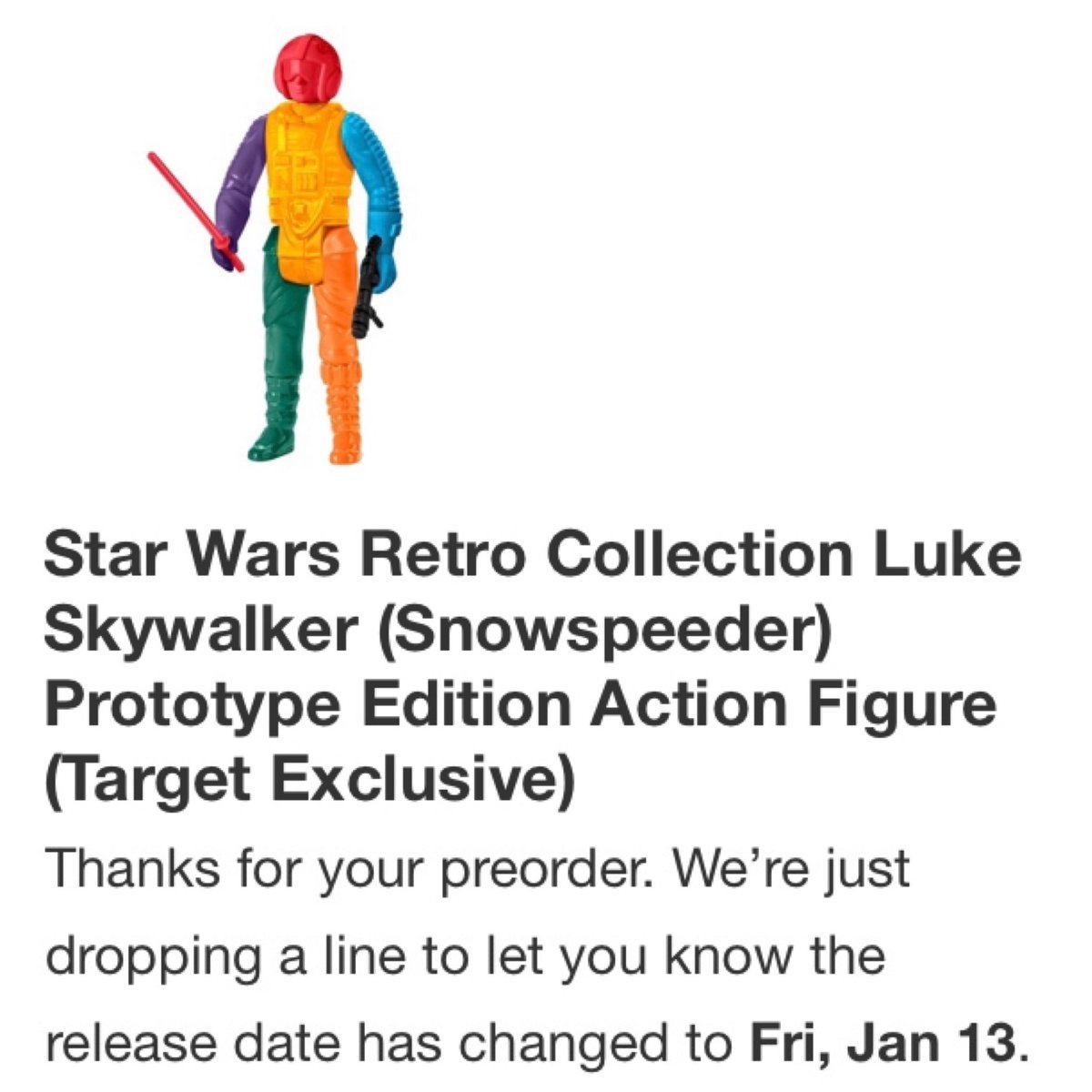 yak_face's tweet photo. Retro Collection Luke Skywalker - Snowspeeder (Prototype Edition) orders have updated with a release date of January 13. #hasbro #retrocollection #kenner #starwars #target #prototypeedition https://t.co/guMLinJ5OQ
