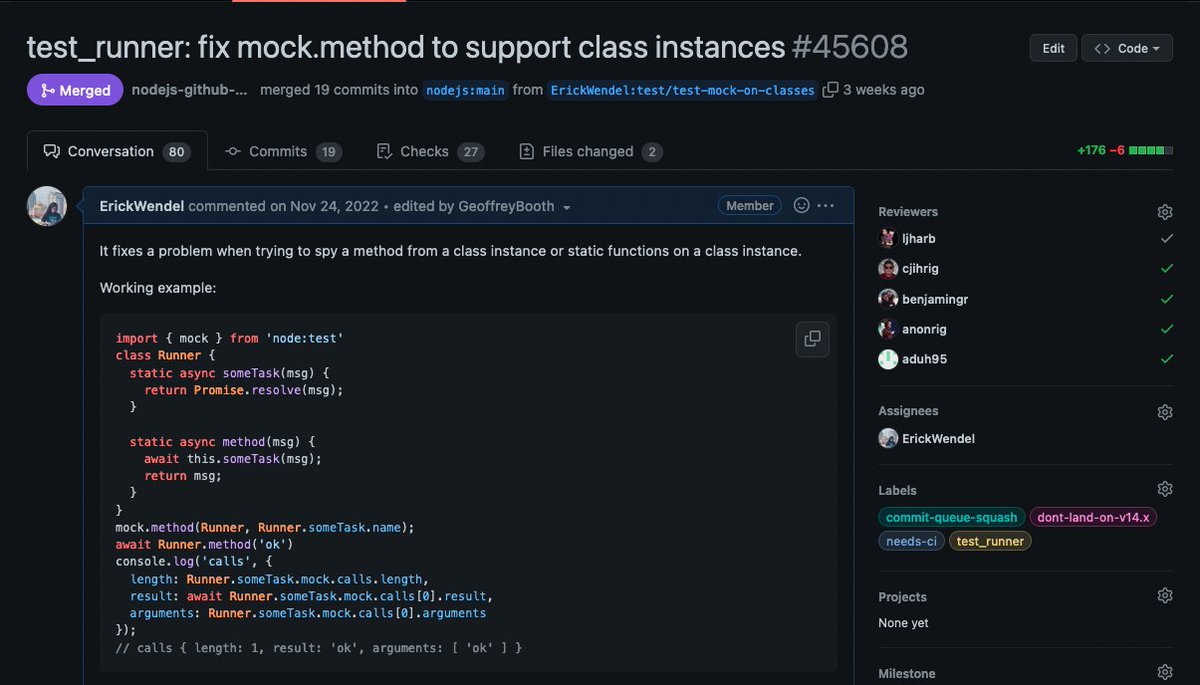 erickwendel_'s tweet image. wowwww I fixed a bug in the @Nodejs core that allows you now mock static and instance methods in JS classes 🤯🤩
🧵/1
#nodejs #javascript #nodejscore #developer #opensource #bugfix #100daysofcode #devlife #Metaprogramming