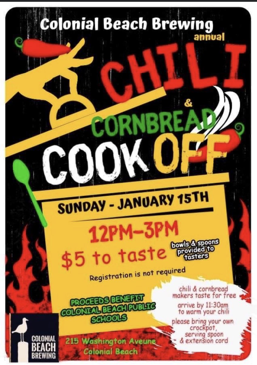 TaraSeeber's tweet photo. Mark your calendars!!! Our annual chili and cornbread cook off is back!!!! https://t.co/Gko06FvxGX