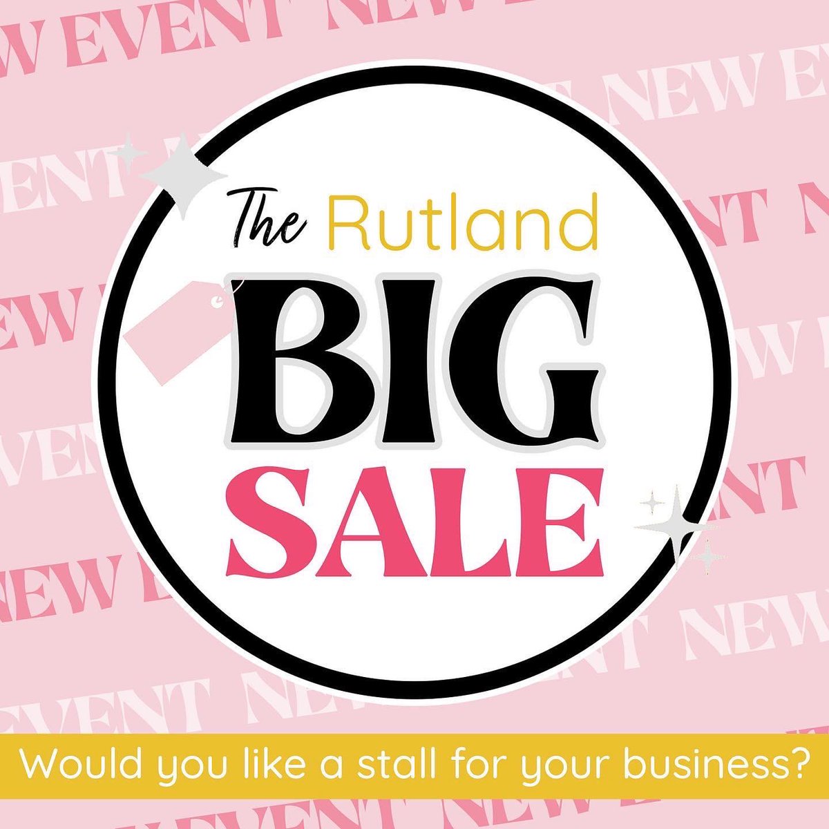 Introducing... The Rutland Big Sale!
✨ Saturday 4th February 2023: 10am - 4pm✨

🏷️ Sell your stock or promote your services/offers for 2023! 💫

📍<a href="/Rutland_Hall/">Rutland Hall Hotel & Spa</a> 
 
👉🏻 Application form: rutlandcreative.co.uk/RWIB

💖 An event organised by ‘Rutland Women in Business’