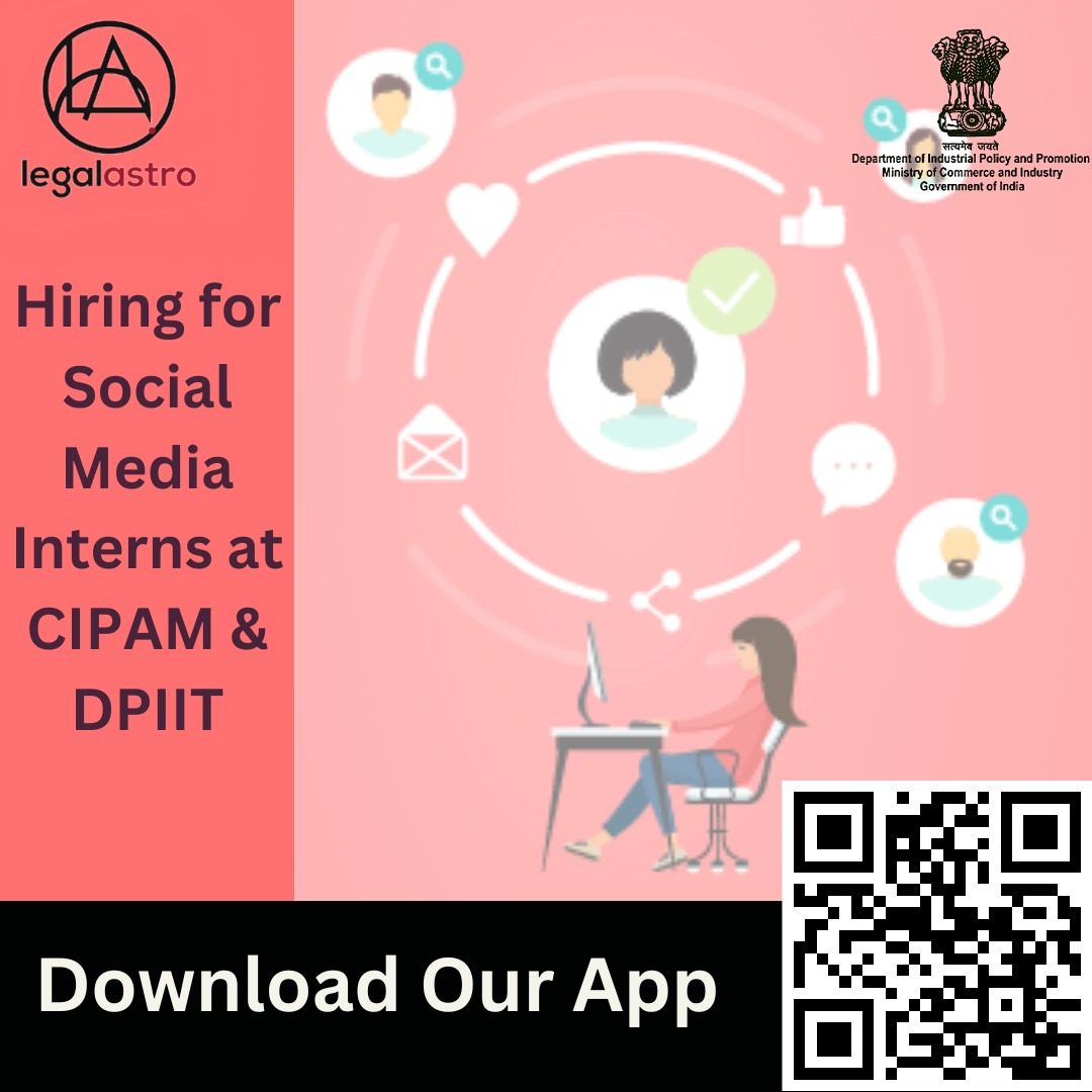 Hiring of social media intern in CIPAM and DPIIT website

#vacancy #jobs #dpiit #internship #governmentinternship #vacancy #socialmediaintern #cipam #legalastro #newsupdates #digitalmarketing #marketing