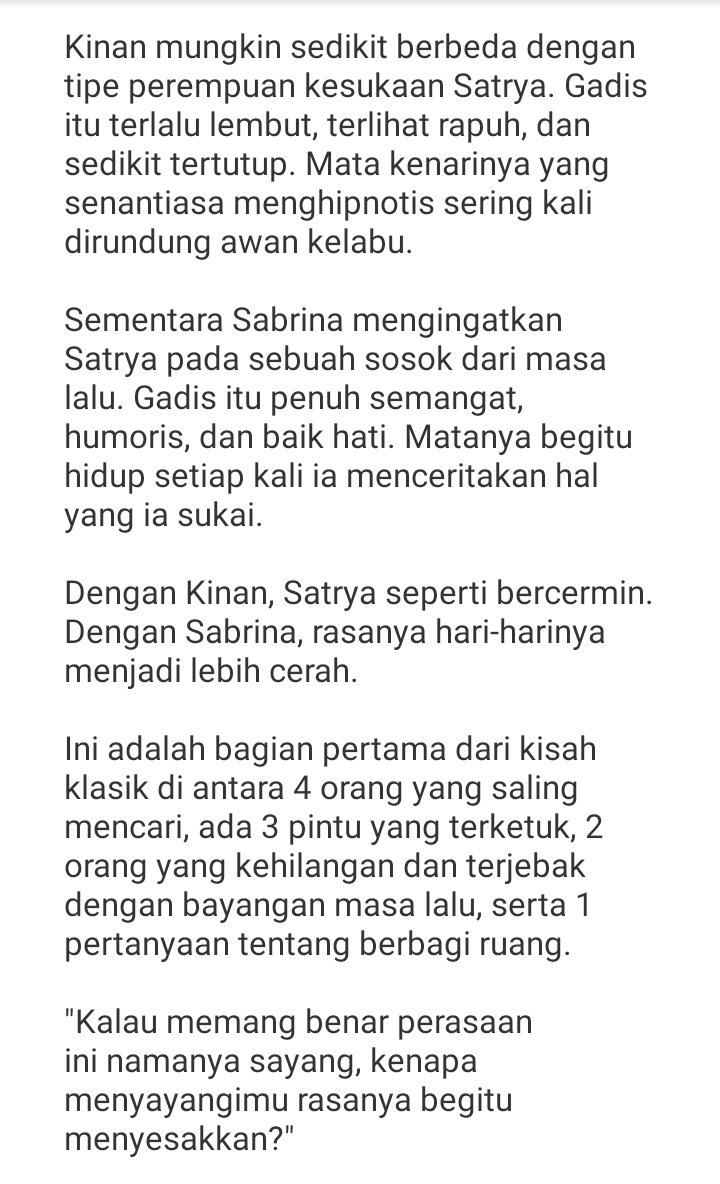 fauziatusalama's tweet photo. Currently reading 👩💻
📗 : Satu Ruang
🖋 : @fairywoodpprink
🏢 : @elexmedia
📖 : 448 halaman
🔍 : Romansa
📱 : @gramediaebooks
-----+ Sebuah utas +-----
@liliniim @grobmart #ReadingChallengewithLILI #GrobMartxLILI #GrobMart #GrobPrime https://t.co/BiZm4cxhe0