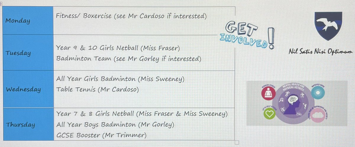 Our new PE clubs will start on Monday 9th January. See your PE teachers for more information #getinvolved