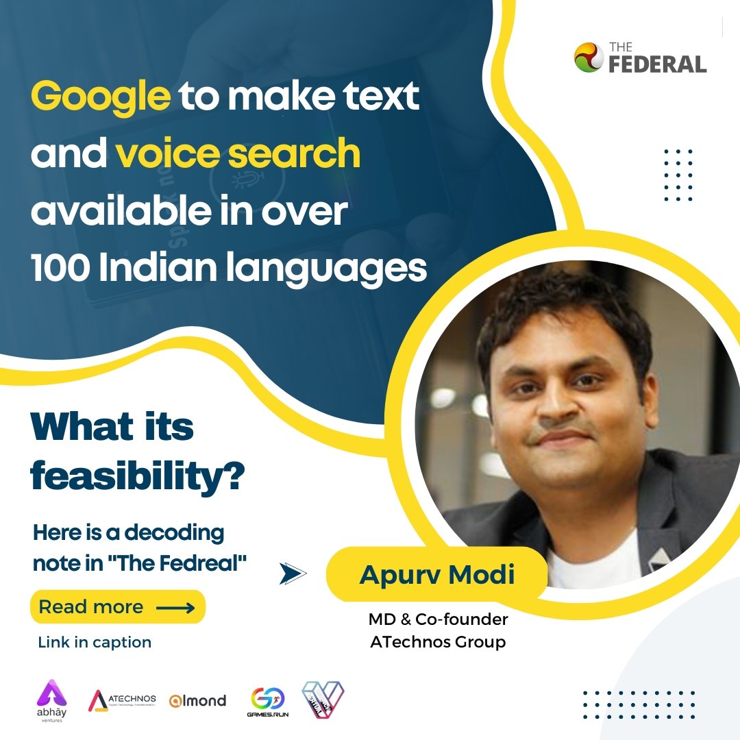 Google to create a centre for 'Responsible AI' with IIT Madras: The Federal speaks to our MD &amp; Co-founder Mr. <a href="/apurvmodi/">Apurv modi</a> to decode Google CEO Sundar Pichai’s speech.

Read the full article here: bit.ly/3IhvsXo

#share

#AI #voicesearch #googlevoicesearch #ATechnos