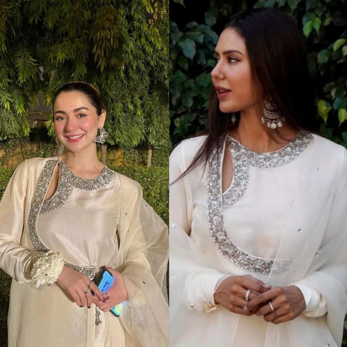 hellopakistanhh's tweet photo. #HaniaAamir and Indian Punjabi actress #SonamBajwa spotted in the same ensemble 🤍 https://t.co/20ludrNN6s