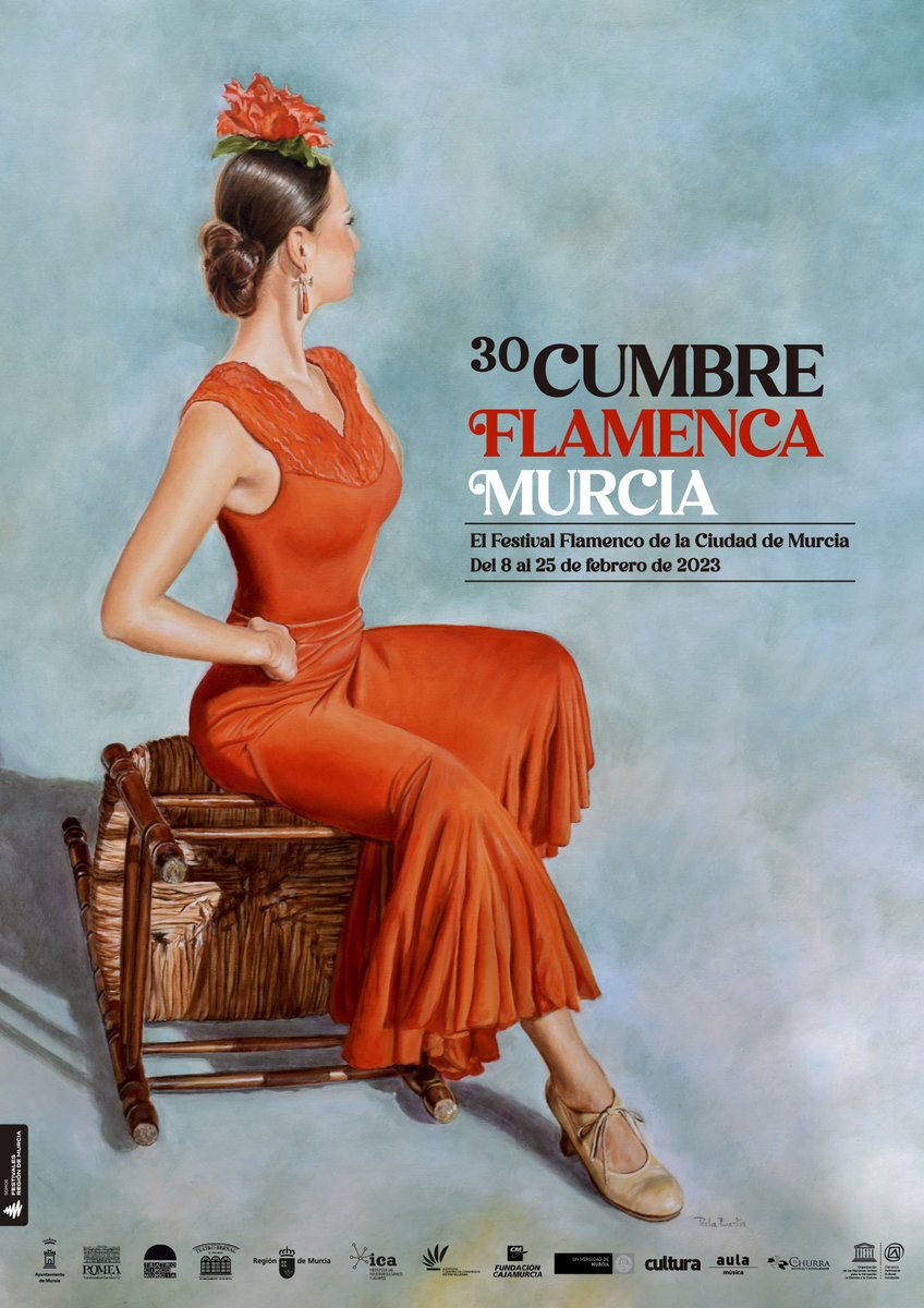 cumbre_flamenca's tweet photo. Aquí tenéis el cartel artístico de la 30 Cumbre Flamenca Murcia, obra de la artista Perla Fuertes. El Festival #Flamenco de la Ciudad de #Murcia se celebrará del 8 al 25 de febrero. Ya está disponible toda la información en la web https://t.co/zdrY0rS5Eh https://t.co/MDHcYBTttN