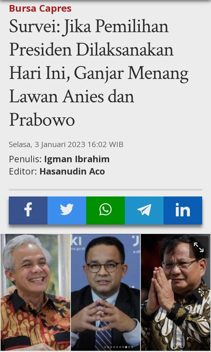 Meskipun dihantam dari segala arah sekalipun, Ganjar tetap juaranya 😍

Masyarakat sudah cerdas untuk mendukung dan memilih, siapa yg pantas menjadi pemimpin di negeri ini, 2024 nanti ✊🇲🇨
#GanjarPilihanRakyat
#ganjarpranowofor2024 

m.tribunnews.com/mata-lokal-mem… lewat <a href="/tribunnews/">Tribunnews.com</a>
