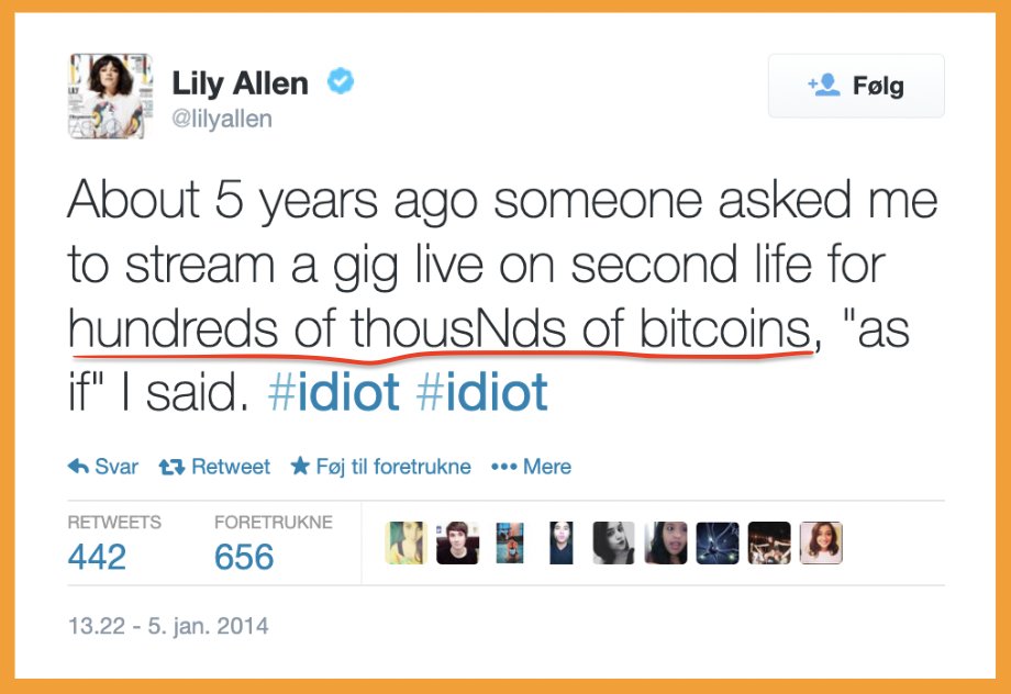 pete_rizzo_'s tweet image. ✨ Singer Lily Allen turning down 200,000 #Bitcoin to play live on Second Life

Over $3,000,000,000 today 💫