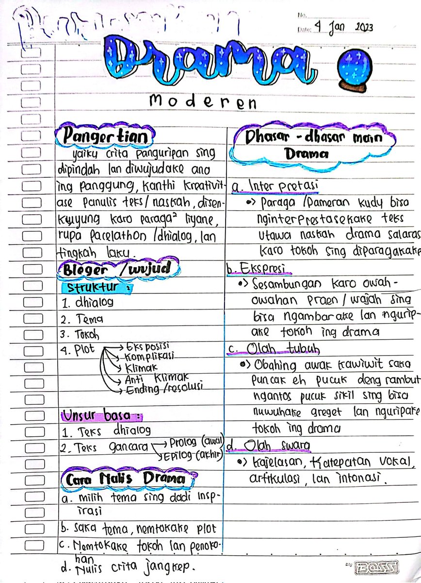 ⎙ Catatan Bahasa Jawa kelas 9 
         🔮Teks Drama Modheren