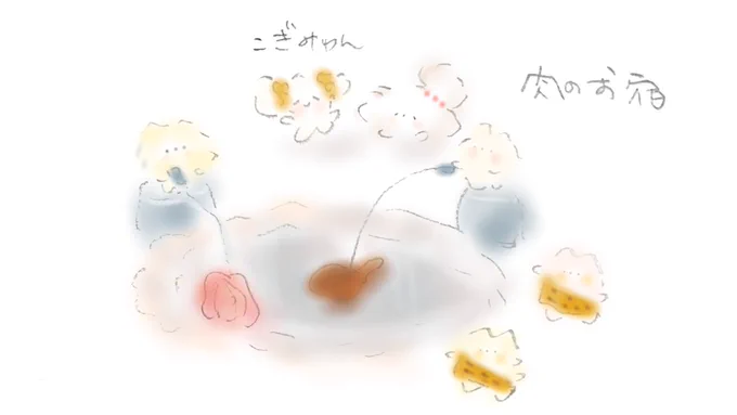 Helloバナバニーフレンズ←こぎみゅん こなミミィ→「肉のお宿」肉のお宿アトラクションでお肉ゲット#絵描き #イラスト #サンリオ #こぎみゅん 